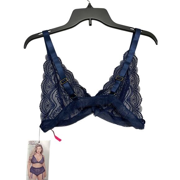 Seven 'til Midnight Bralette Bra Stretch Lace Adjustable Straps Blue W US 1X NWT - Picture 5 of 11